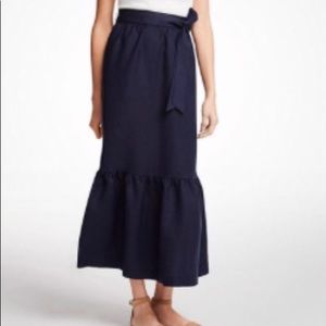 Navy linen maxi skirt